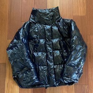 uo navy patent puffer